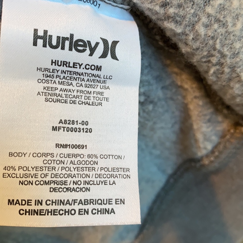 Hurley men’s large zipper hoodie turquoise gray - Picture 5 of 7